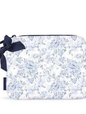 Case-Mate Something Navy Bow Crinkle Makeup Bag Waterproof Pouch NWT